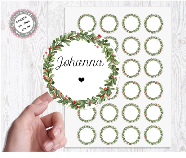 Aufkleber Sticker Blanko zum selbst beschriften  24 Stück 4cm für Geschenk Geschenkaufkleber Päckchen Verpackung Verschicken Lüttentüddel